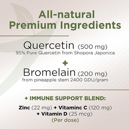 Gade Nutrition Quercetin with Bromelain Vitamin C and Zinc Vitamin D3 | Immune Support Supplement in Capsules | Non-GMO, Gluten-Free, Vegan | Made in The USA | 2 Month Supply