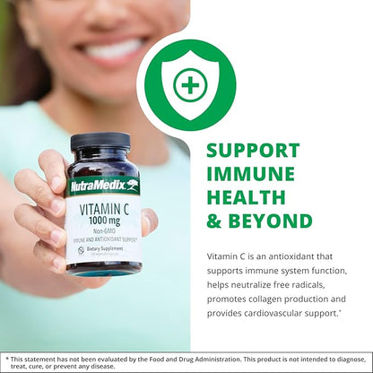 NutraMedix Vitamin C 1000mg - Antioxidants Supplement for Immune Support & Heart Health - Vitamin C from Ascorbic Acid - Vegan, Non-GMO (120 Vegetarian Capsules)