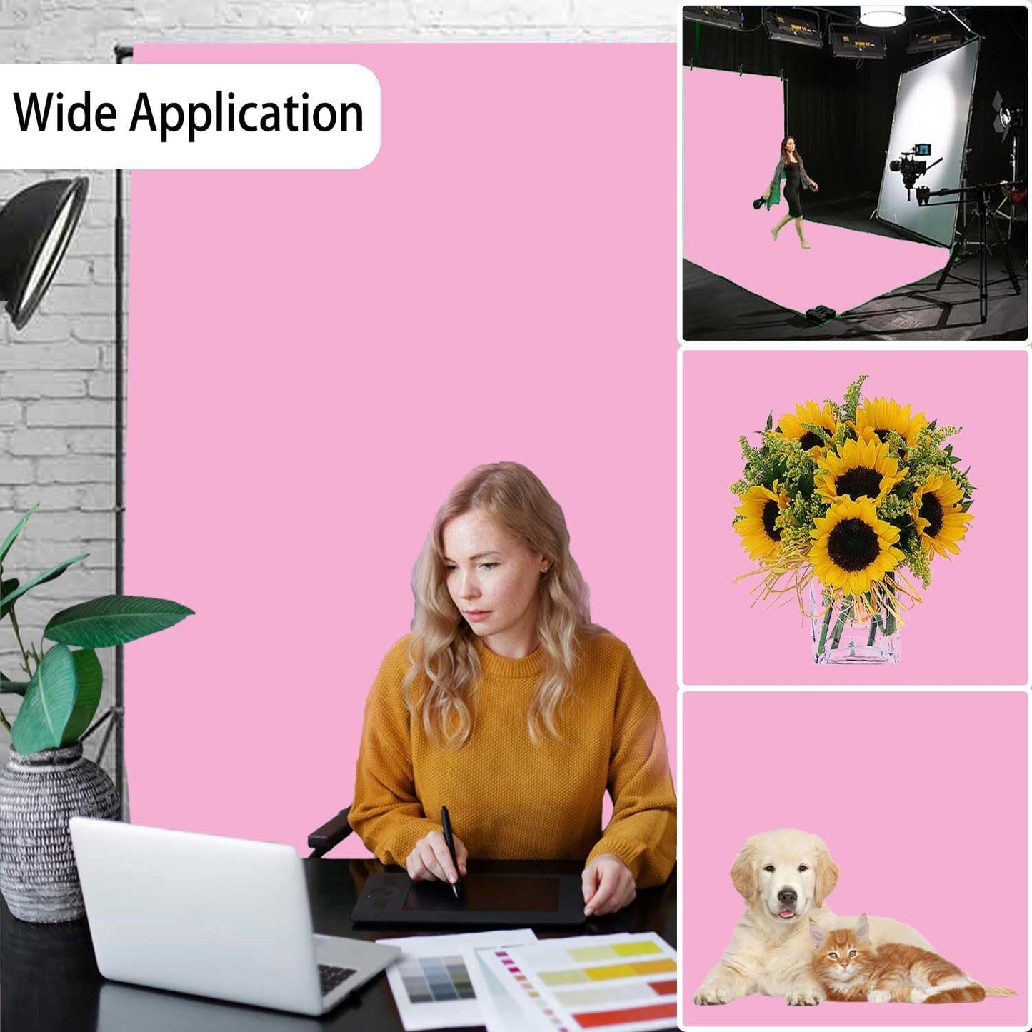 Pink Photography Backdrops, Photo Booth Video Shooting Photo Backdrop, Portrait Background for Photography, Photo Studio Pink Backdrops for Photoshoot 6x9ft