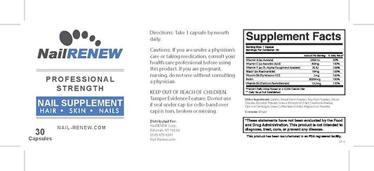 NailRENEW Daily Nail Supplement - Professional Strength Biotin/Vitamin Blend, 30 Capsules