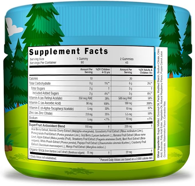 Infusions Super Fruit Gummies 180 Count w/Vitamin A,C,E + Zinc – Organic Silica, Antioxidant Blend – Vegan Friendly - Gluten Free - Non-GMO - 2 Pack