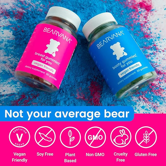 BEARVANA Top Support & Peach Support Combo Pack Gummies for Women | Workout Aid | Fitness Supplement | 9 Herbal Extracts Including Fenugreek, Maca Root, Fennel Seed | Essential Vitamins| Berry Flavor