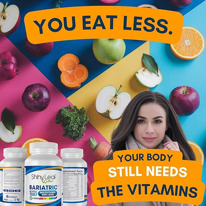 Shiny Leaf Bariatric Multivitamin with Iron - 45 mg for Gastric Bypass, Sleeve Gastrectomy, Roux-en-Y, Duodenal Switch - 22 Vitamins & Minerals, ASMBS Compliant, Vegetarian, Made in USA, GMP, 30 Ct.