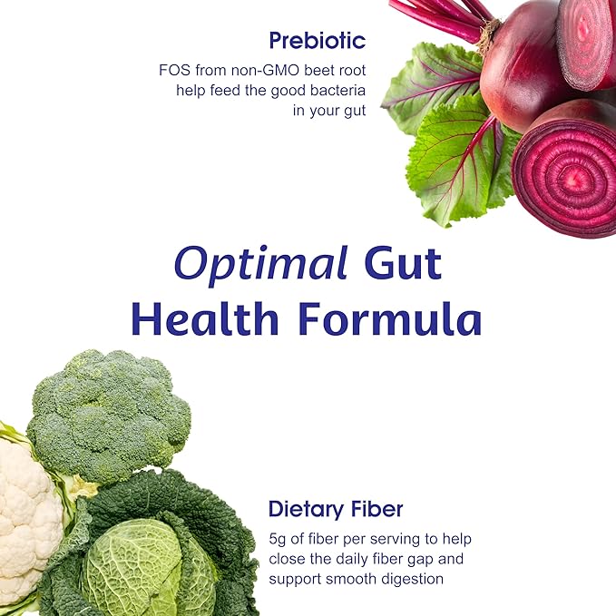 Fiber Gummy, Sugar Free, 5g Prebiotic Fiber, FOS (Fructo-oligosaccharides), for Digestive & GLP-1 Support, Non-Stick & Natural Fruit Flavored, 60ct, 1 Month Supply - Made in USA