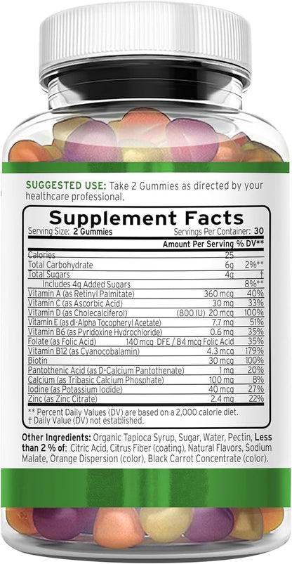 TRIO NUTRITION Daily Multivitamin Gummies for Men & Women - Natural Fruit Flavor with Essential Vitamins A, B, C, D, E & Zinc - Gluten-Free Immune Support & Energy Boost Supplement