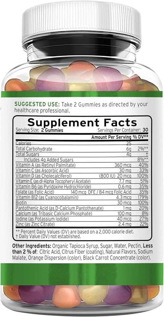 TRIO NUTRITION Daily Multivitamin Gummies for Men & Women - Natural Fruit Flavor with Essential Vitamins A, B, C, D, E & Zinc - Gluten-Free Immune Support & Energy Boost Supplement