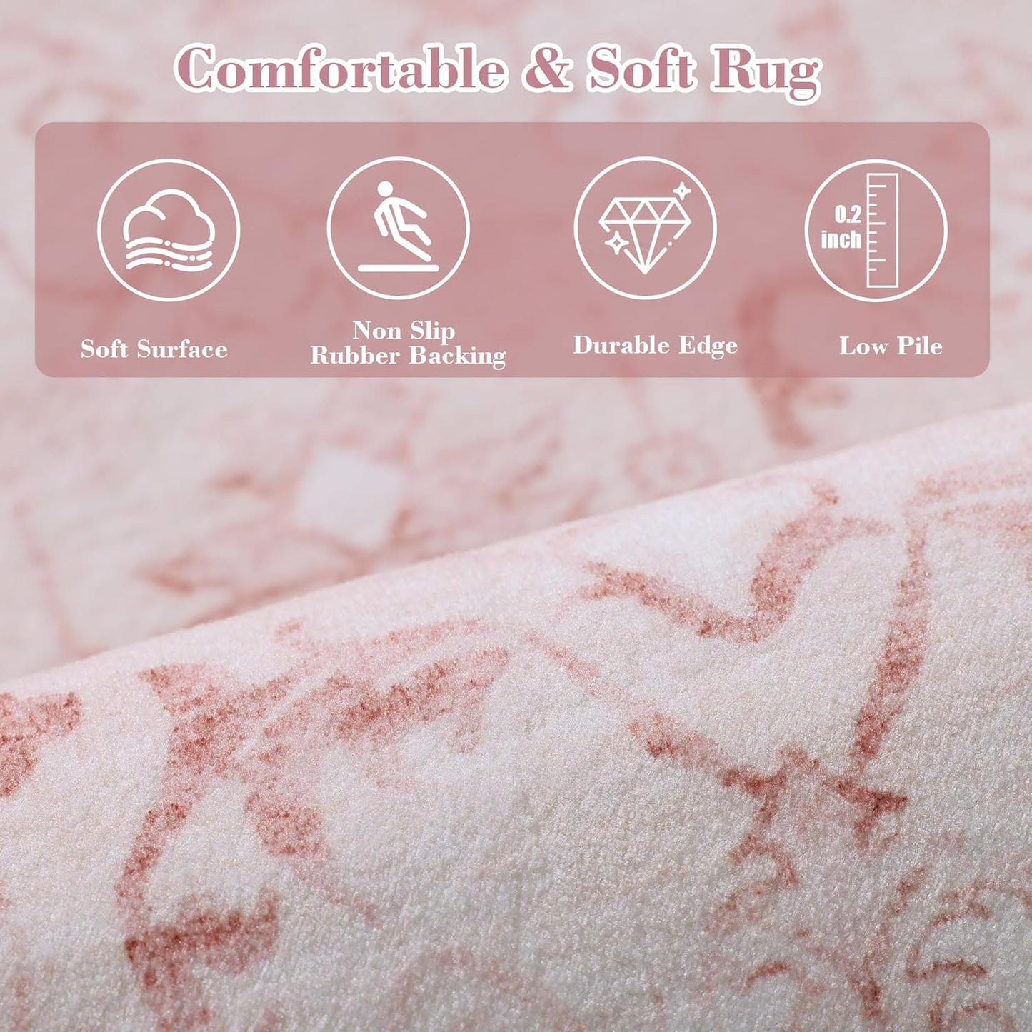 Pink 3x7 Runner Rug for Hallways Bed Side Kitchen, Boho Washable Distressed Low-Pile Floor Entryway Long Bathroom Mat, Non-Slip Laundry Room Washstand Front Carpet Green 36x84 Inch