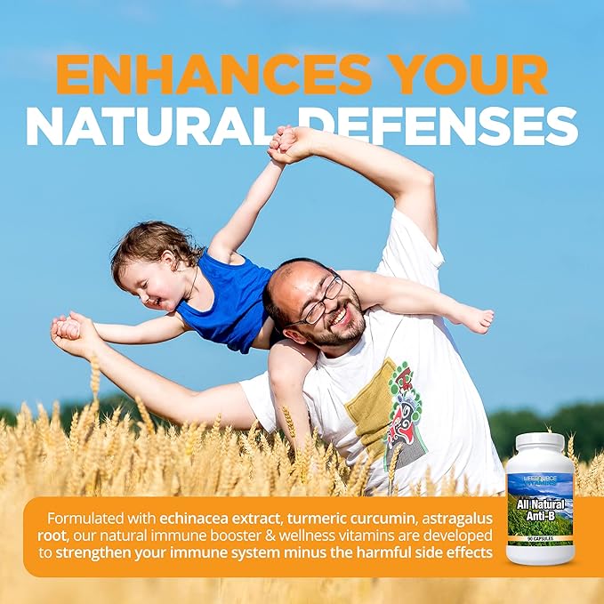 LifeSource Vitamins All Natural Anti-B for Immune Support, 14 All Natural Ingredient with Echinacea & Garlic Extract, 90 Immune Defense Capsules.