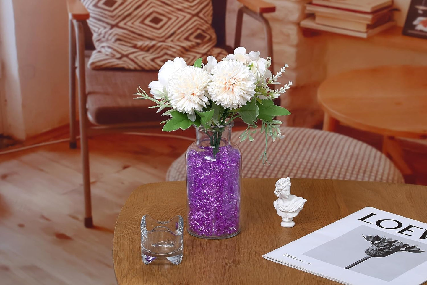 LAIDANLA 500PCS Sky Blue Acrylic Gems Fake Ice Cubes Vase Fillers Blue Plastic Diamonds Fake Crushed Rocks for Centerpiece DIY Party Table Scatter Prop Wedding Decoration Accessories