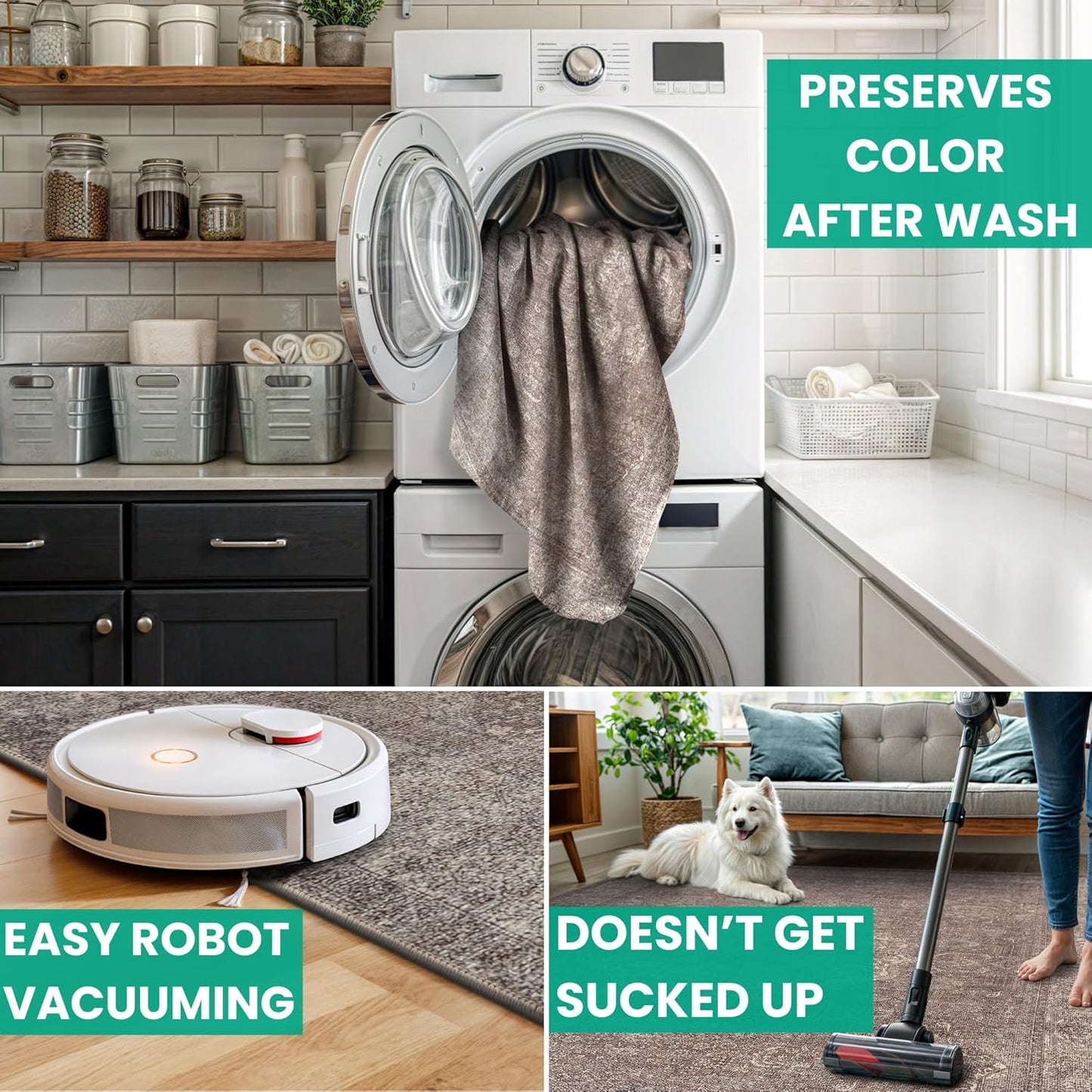 Bloom Rugs Washable Non-Slip 6' x 9' Rug - Taupe/Beige Traditional Medallion Area Rug for Living Room, Bedroom, Dining Room, and Kitchen - Exact Size: 6' x 9'