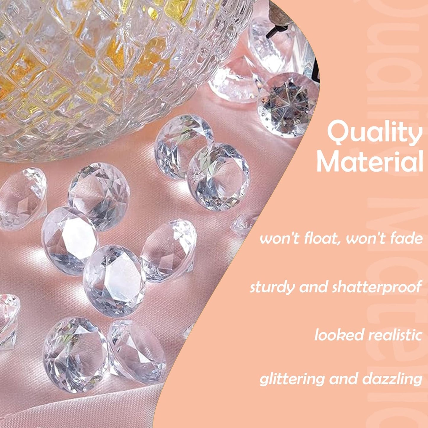 280Pcs Fake Diamonds for Wedding Centerpieces, Clear Vase Fillers Acrylic Crystal Gems for Marriage Anniversary Party Home Table Scatter Decor, 0.78in Rhinestone