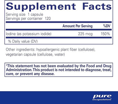 Pure Encapsulations Iodine - Supplement to Support The Thyroid & Help Maintain Healthy Cellular Metabolism - with Premium Potassium Iodide - 120 Capsules