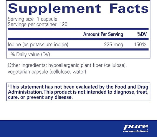 Pure Encapsulations Iodine - Supplement to Support The Thyroid & Help Maintain Healthy Cellular Metabolism - with Premium Potassium Iodide - 120 Capsules