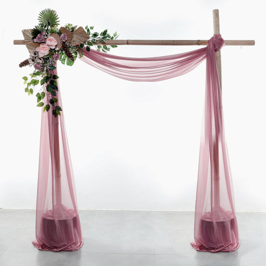 VDS Pack of 1 Panel (30 Inch X 40 Feet) Wedding Arch Draping Fabric Sheer Chiffon Fabric Drapery for Wedding Ceremony Reception Swag Backdrop Canopy Chuppah ARBO Altars Decoration (Mauva)