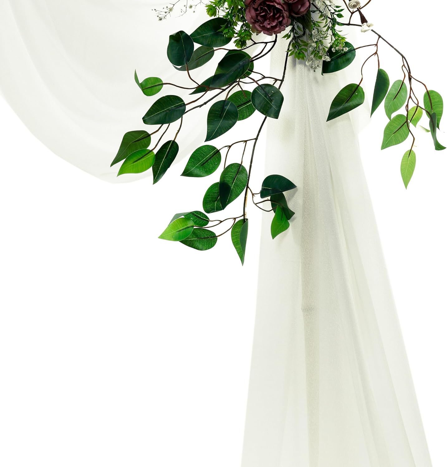 VDS Pack of 1 Panel (30 Inch X 50 Feet) Wedding Arch Draping Fabric Sheer Chiffon Fabric Drapery for Wedding Ceremony Reception Swag Backdrop Canopy Chuppah ARBO Altars Decoration (Ivory)