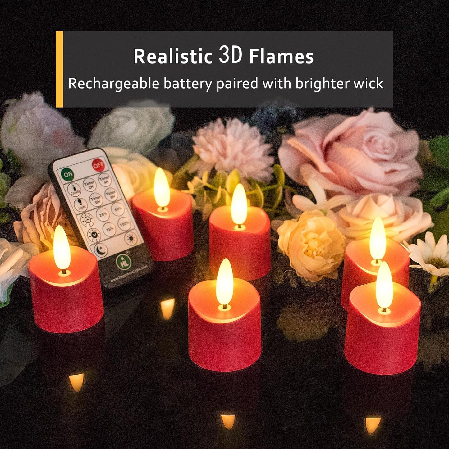 HL Rechargeable Waterproof Tea Lights,100H+ Highly Bright Led Flameless Candles,Magnetic Charging Battery Candles with Remote,Electric Votive Candles for Home Halloween Christmas Decorative-12pcs