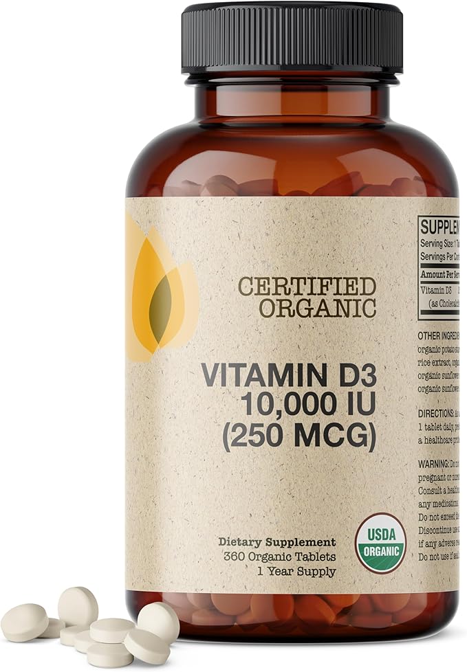 Futurebiotics Vitamin D3 10,000 IU (250 MCG) Supports a Healthy Immune Response, Helps Maintain Strong Bones and Muscles, 360 Organic Tablets