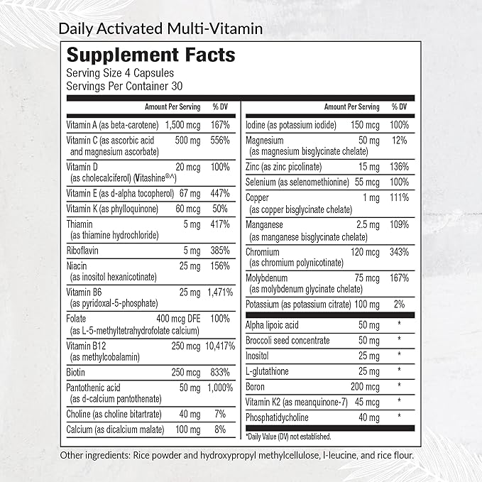 Equilife Daily Activated Multivitamin, 21 Essential Vitamins and Minerals with B Complex, Antioxidant Formula for Immunity and Wellness Support, Gluten Free, Non GMO, 120 Capsules