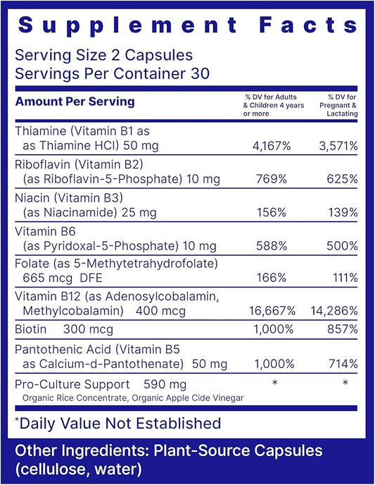 Quantum Nutrition Labs Max Energy Bs - Vitamin B Complex, Methylated B Complex Vitamins with Vitamin B1, B6, B12, Thiamin, Folate and Biotin - 60 Vegetarian Capsules
