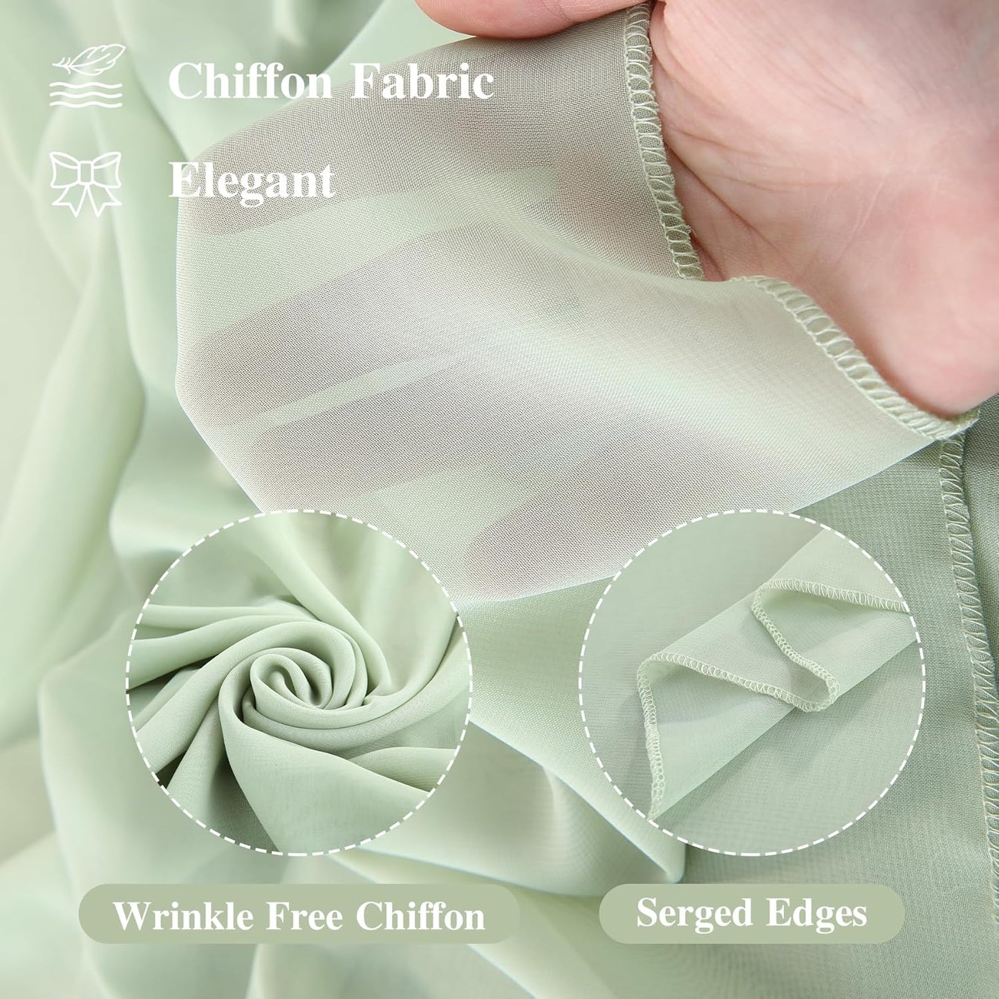 Wedding Arch Draping Fabric,1 Panel 18FT Sage Green Arch Backdrop Drapes Chiffon Fabric Drapes Arbor Drapery for Wedding Ceremony Reception Swag Decorations