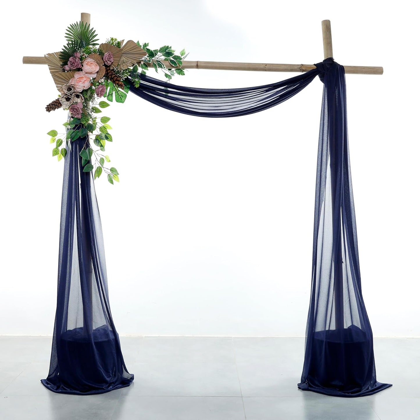 VDS Pack of 1 Panel (30 Inch X 20 Feet) Wedding Arch Draping Fabric Sheer Chiffon Fabric Drapery for Wedding Ceremony Reception Swag Backdrop Canopy Chuppah ARBO Altars Decoration (Navy Blue)