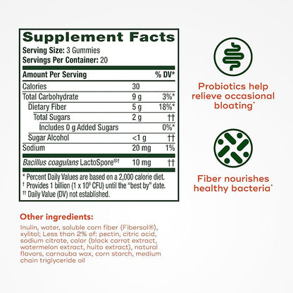 Align Probiotic, Probiotics + Fiber, Probiotics Help Relieve Occasional Bloating*, Fiber Helps Support a Healthy Digestive System*, #1 Doctor Recommended Probiotic Brand‡, 60 Gummies