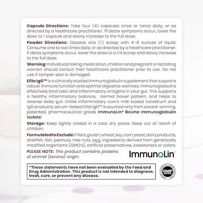 Pure Therapro Rx Elite IgG Immunoglobulin Supplement | 1100+ mg IgG, IGA & IgM Serum Derived Immunoglobulins (SBI) | Colostrum Supplement Alternative | Gluten, Dairy & GMO Free (60 Capsules)