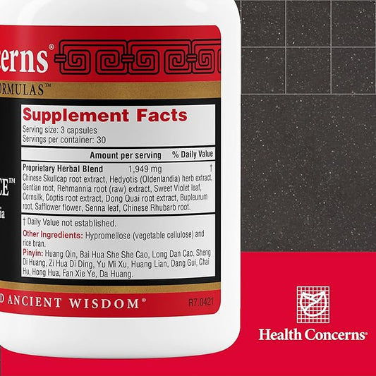 Health Concerns Skin Balance – Herbal Supplement for Skin Support, Itching Relief, & Circulation – Chinese Herbal Supplements for Men & Women – Skullcap Root, Dong Quai, Coptis Root - 90 Capsules