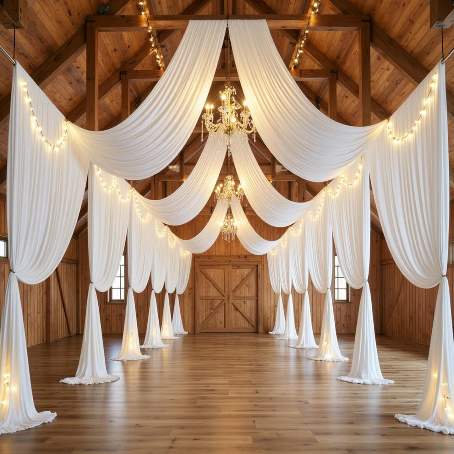 10ft x 15ft Ivory Wrinkle Free Backdrop Curtains for Parties,Silky Polyester Fabric Wedding Ceiling Drapes, 2 Panels 15ft Photo Back Drop Drapes for Baby Shower Photography Stage Background Cloth