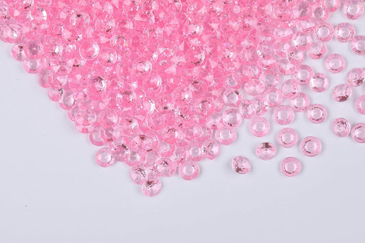 1000pcs/ Pack Wedding Table Acrylic Diamond Scatter Crystals Confetti Acrylic Gems Vase Fillers Rhinestones for Wedding, Bridal Shower, Vase Beads Decorations (12mm, Baby Pink)