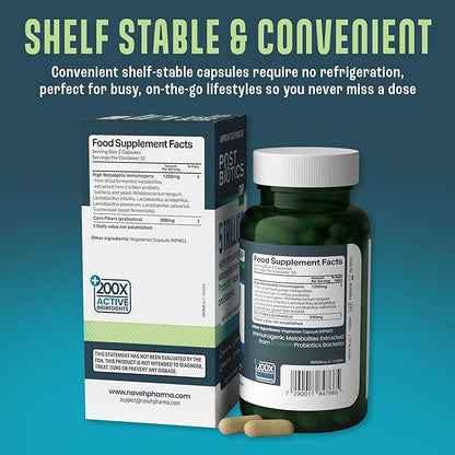 NAVEH PHARMA Adult Postbiotics Capsules for Women and Men | Postbiotics for Gut Health with 200X Ingredients Than Probiotic and Prebiotic | Supports Immunity, Digestion, Microbiome & Metabolism
