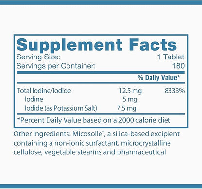 Optimox Iodoral 12.5 mg – Iodine Supplements for Thyroid Support, Potassium Iodide Tablets, Lugol Solution, Daily Vitamins and Minerals, High Potency Iodine Tablets – 180 Tablets 1-Pack