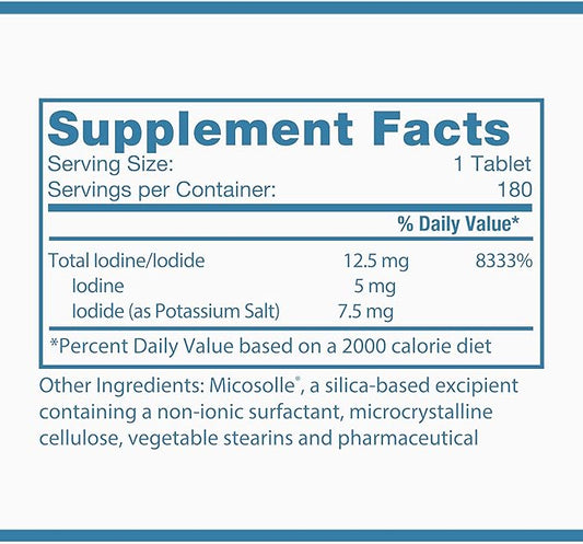 Optimox Iodoral 12.5 mg – Iodine Supplements for Thyroid Support, Potassium Iodide Tablets, Lugol Solution, Daily Vitamins and Minerals, High Potency Iodine Tablets – 180 Tablets 1-Pack