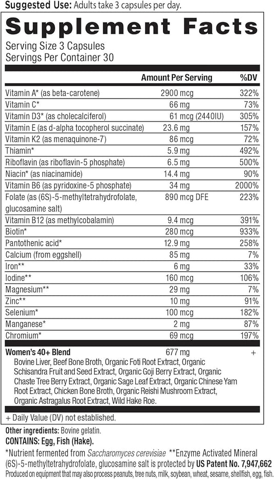 Ancient Nutrition Multivitamin for Women 40, Multi Vitamin and Immune Support with Vitamin D & C, 20 Vitamins and Minerals, Stress and Sleep Support, Supports Bone and Blood Health, 90 Capsules