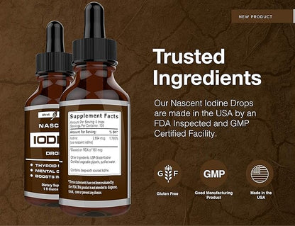 Nascent Iodine Supplement | Nascent Iodine Drops for Increased Energy & Optimal Health | Liquid Supplement and Immunity Booster