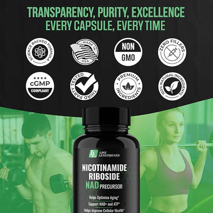 New NAD Supplement - Nicotinamide Riboside for Healthy Aging | Fast-Acting Natural NAD+ & NR Booster | NMN Alternative & Flush Free | Improve Organic Levels of NAD for Anti-Aging & Longevity