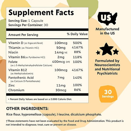 Vitamin B Complex Mood Support Supplement by PYM (30 Count) | Methylated B Complex for Everyday Mood & Energy Support | Non-GMO, Vegan, Gluten-Free