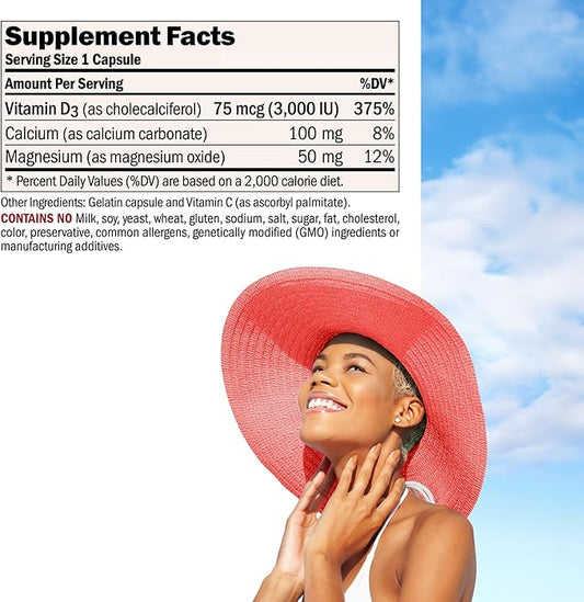 ANDREW LESSMAN Vitamin D3 3000 IU 360 Capsules - High Potency, Essential for Calcium Absorption, Supports Bone Health, Healthy Muscle Function, Immune System, More. Small Easy to Swallow Capsules