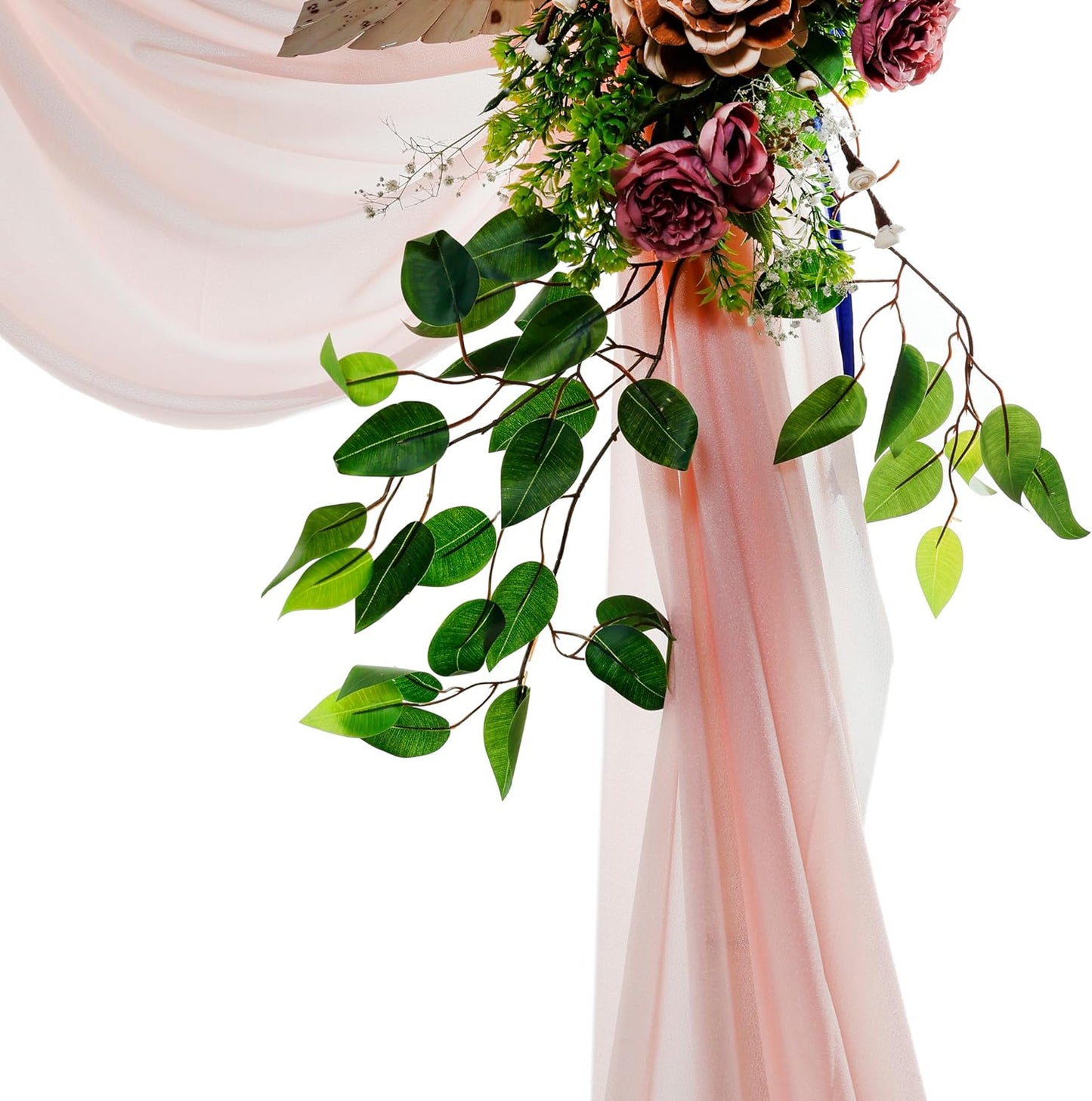 VDS Pack of 1 Panel (30 Inch X 50 Feet) Wedding Arch Draping Fabric Sheer Chiffon Fabric Drapery for Wedding Ceremony Reception Swag Backdrop Canopy Chuppah ARBO Altars Decoration (Dusty Rose)