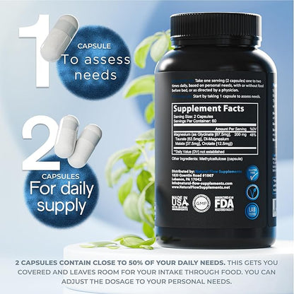 Natural Flow 4X Magnesium Supplement, Magnesium Glycinate, Taurate, Malate, Orotate Complex, Calm Sleep and Cramp Support Blend, No Mag Citrate or Oxide, 120 Capsules
