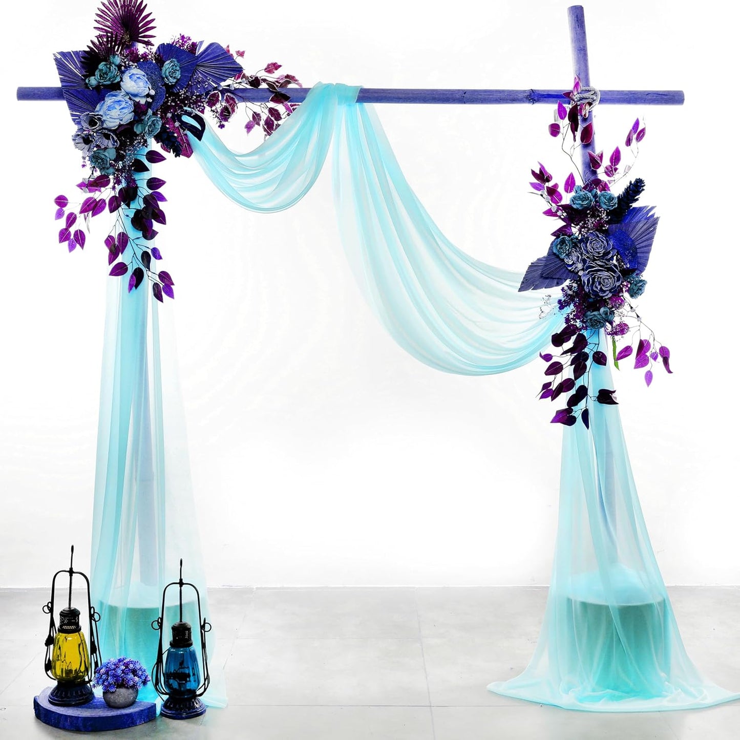 VDS Pack of 1 Panel (30 Inch X 40 Feet) Wedding Arch Draping Fabric Sheer Chiffon Fabric Drapery for Wedding Ceremony Reception Swag Backdrop Canopy Chuppah ARBO Altars Decoration (Teal)