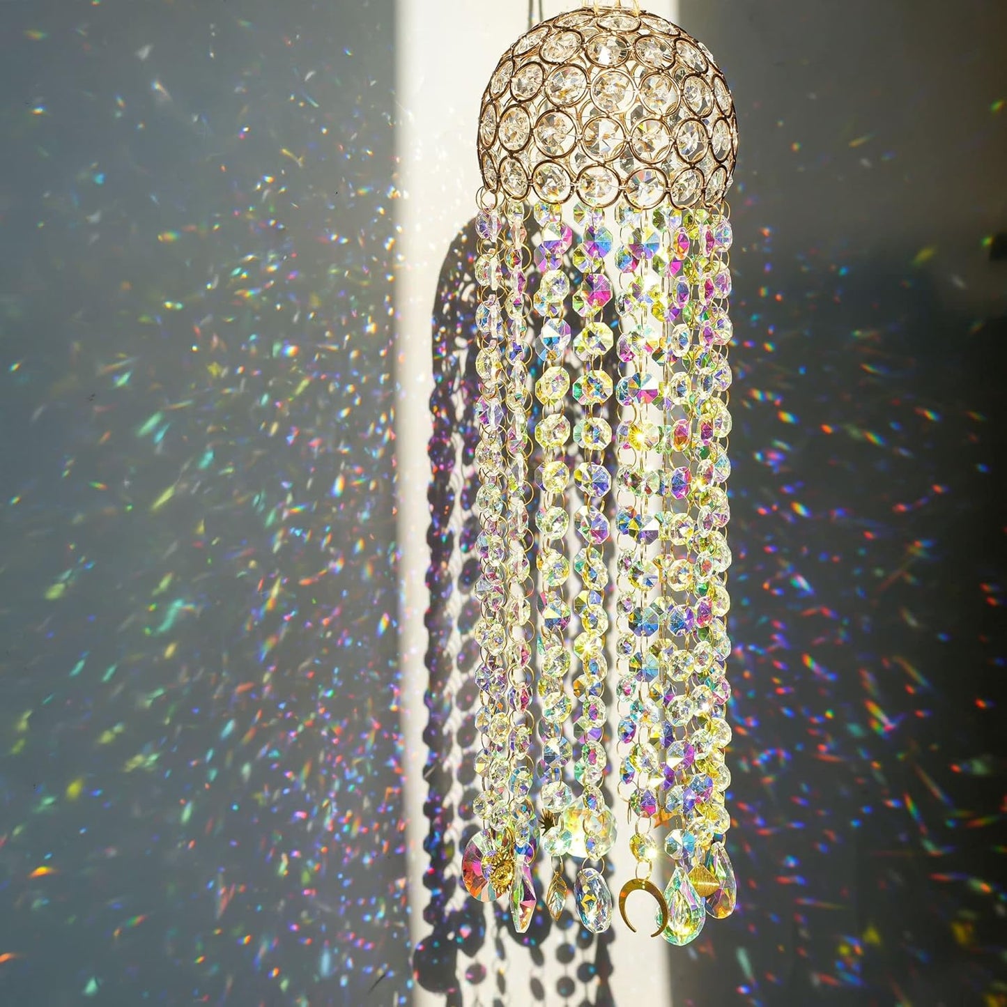 Chandelier Wind Chimes Crystal Suncatcher Window Hanging Sun Catchers AB Color Crystal Prism Rainbow Maker Pendant…