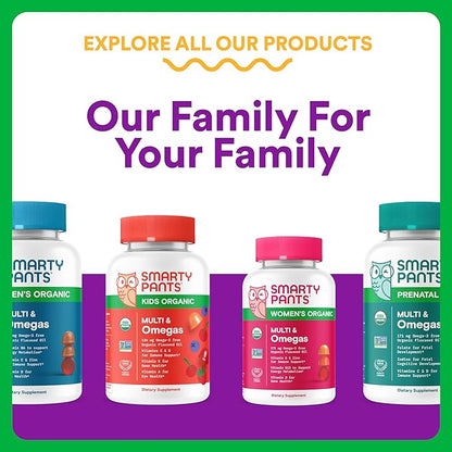 SmartyPants Organic Toddler Multivitamin Gummies: Omega 3 (ALA), Vitamin D3, C, Vitamin B12, B6, A, K & Zinc for Immune Support, Biotin, Vegetarian, Two Fruit Flavors, 60 Count (30 Day Supply)
