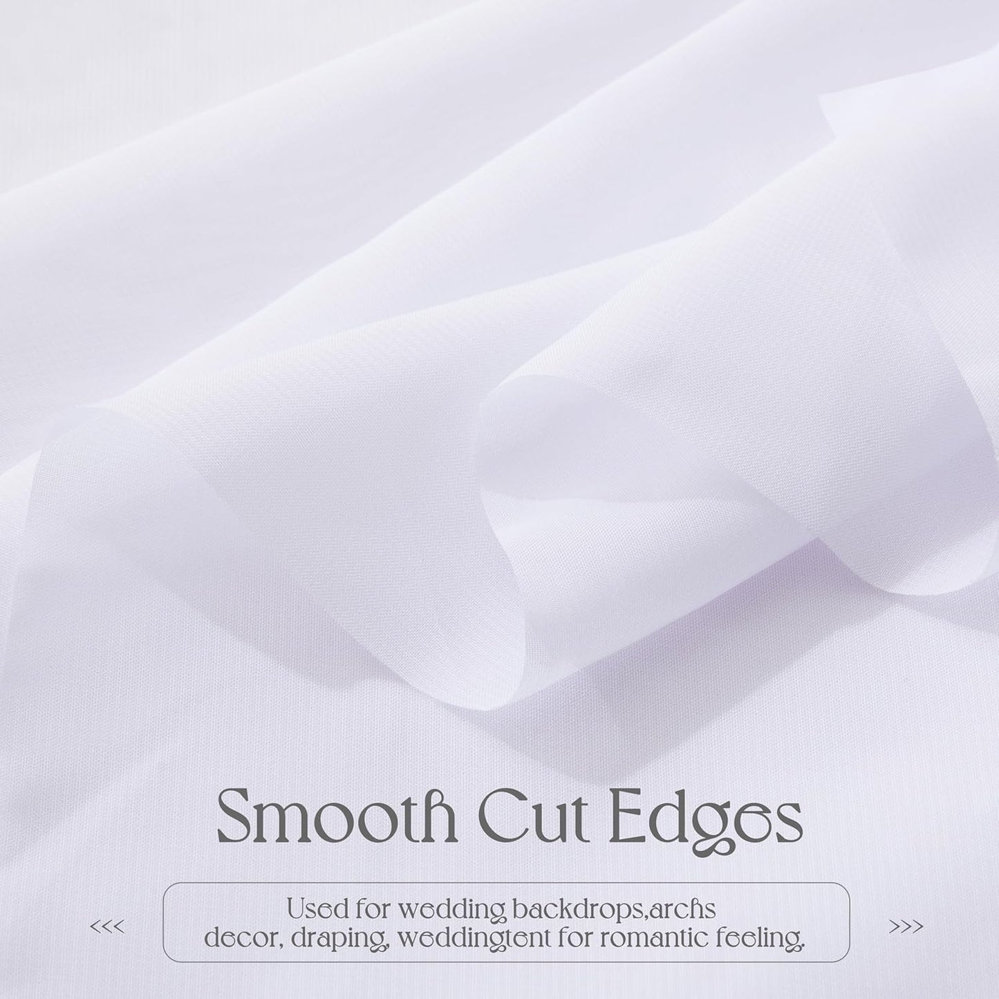 VACVELT Wedding Arch Draping Fabric - White Chiffon, 1 Panel Sheer Drapes - 30 Inch x 20ft Chiffon Backdrop Curtain - Outdoor Sheer Drapery for Ceremony Party Ceiling