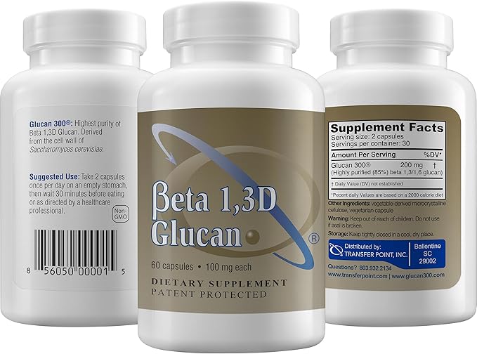 Immune Support Supplement Highly Purified Beta Glucan 100 mg per Capsule (beta-glucan Fiber) (Pack of 1)