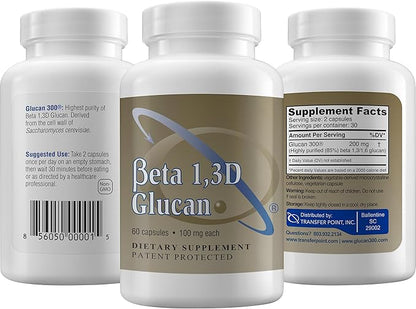 Immune Support Supplement Highly Purified Beta Glucan 100 mg per Capsule (beta-glucan Fiber) (Pack of 1)