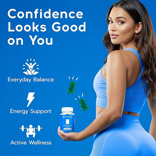 BEARVANA Peach Support Gummies for Women | Fitness Supplement | Boost Confidence | 9 Herbal Extracts Including Maca Root, Fenugreek and Ginger Root | Essential Vitamins | Berry Flavor | 60 Gummies