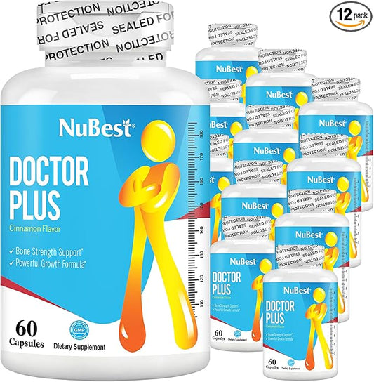 NuBest Doctor Plus - Bone Health Formula - Bone Support, Bone Strength with Calcium, Vitamins D3, Vitamin K2 (MK7) - Immunity and Overall Health for Children (10+) and Teens - 12 Pack