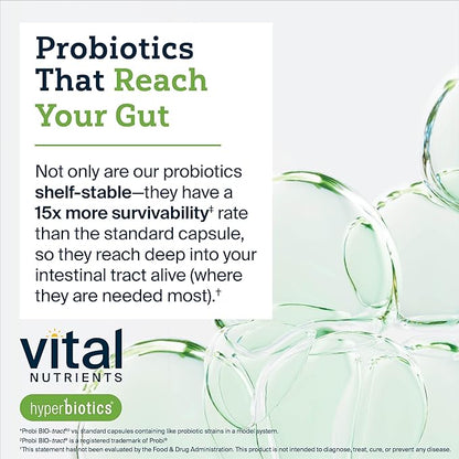 Hyperbiotics Vital Nutrients Pro-15 Advanced Probiotics for Women and Men | 15 Strains + Kiwifruit | Clinically Studied Daily Probiotics for Digestive Health, Gas, & Bloating | 30 Vegan Tablets