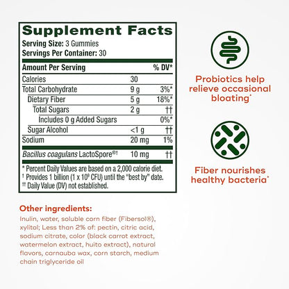 Align Probiotic, Probiotics + Fiber, Probiotics Help Relieve Occasional Bloating*, Fiber Helps Support a Healthy Digestive System*, #1 Doctor Recommended Probiotic Brand‡, 90 Gummies